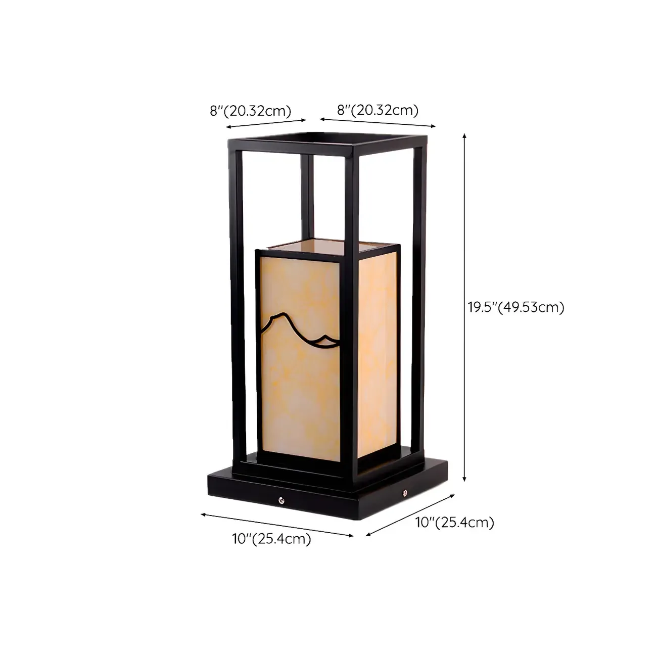 Black Metal Glass Geometric Post Cap Light