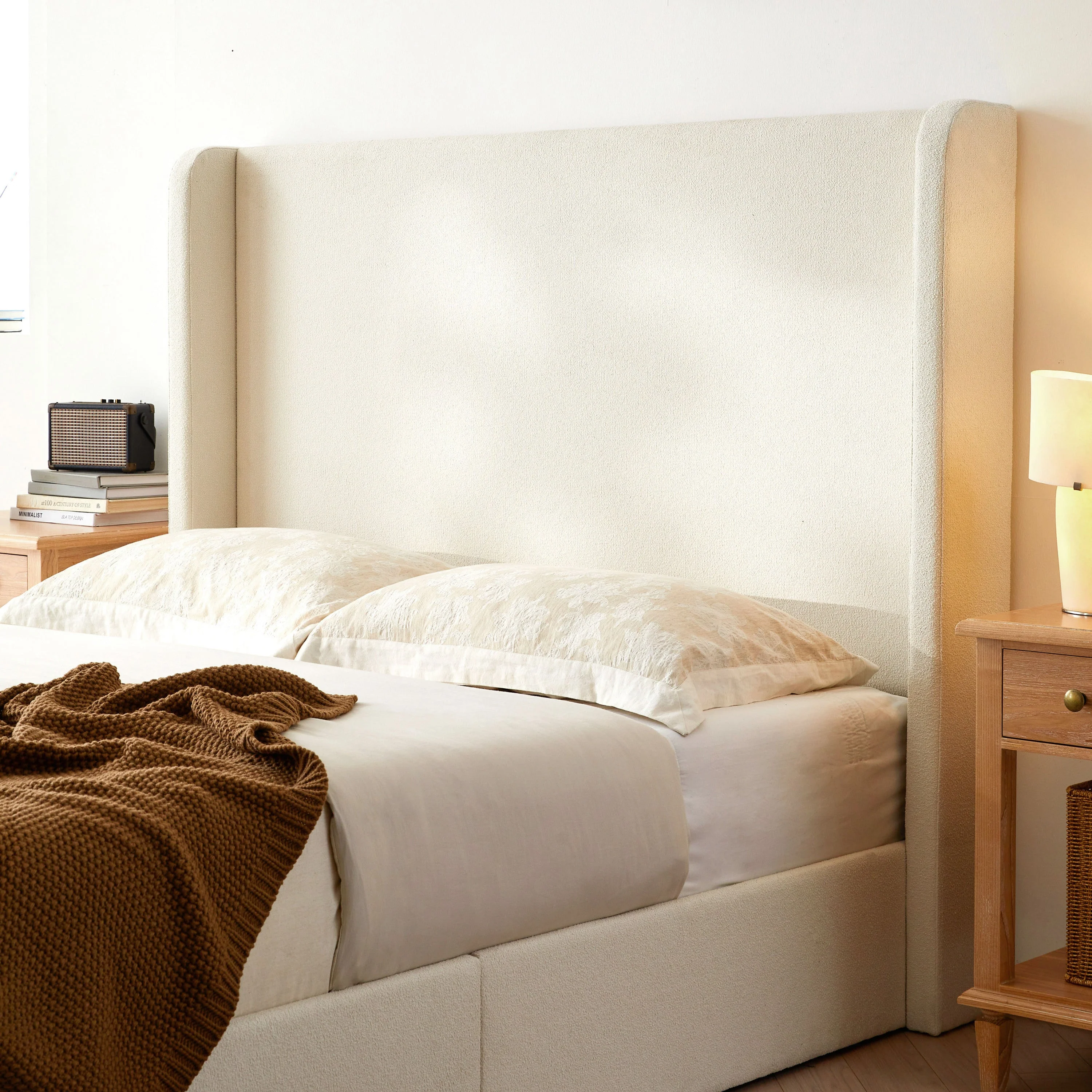 Carmen 52.3' Upholstered Wingback King Bedframe