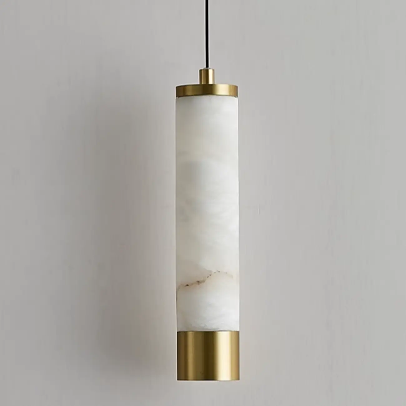 Adjustable White Stone Cylinder Hanging Pendant Light