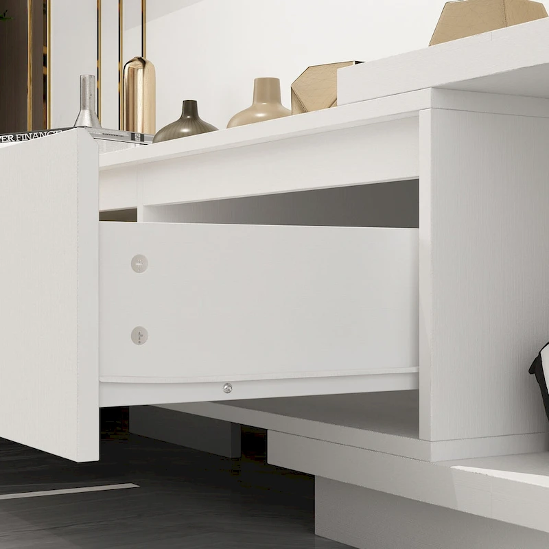 Extendable TV Stand Storage Media Console Modern Entertainment Center