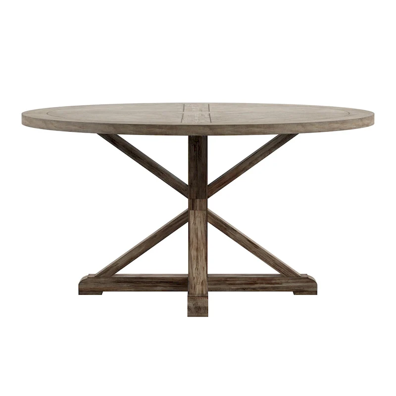 Round Antique Grey Oak Dining Table