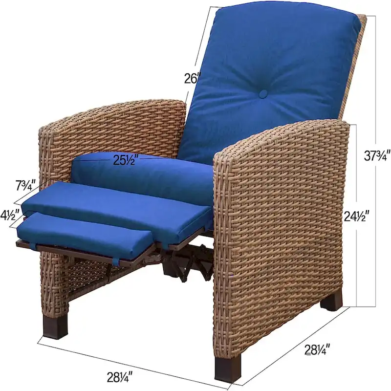 CUSchoice All-Weather Wicker Recliner with Cushion