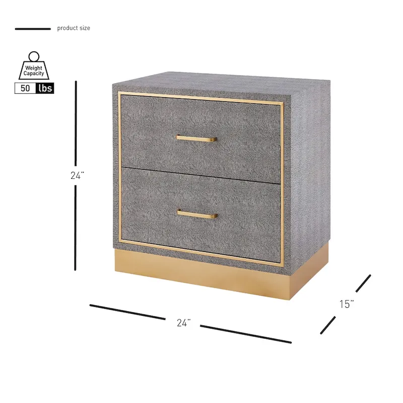 Edinburgh 2-Drawer Faux Shagreen End table