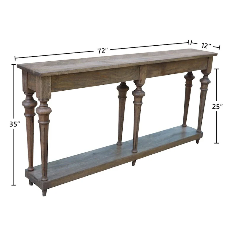 72-inch Traditional Turned Leg Console Table, Mango Hardwood