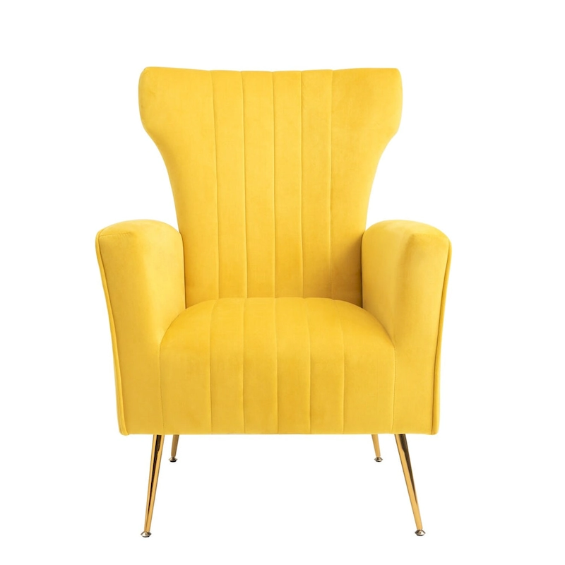 Velvet Accent Chair with Gold Legs
