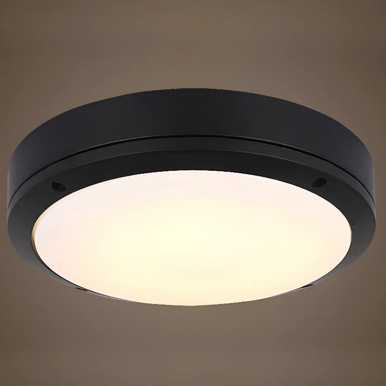Industrial Black Round Metal LED Flush Ceiling Light