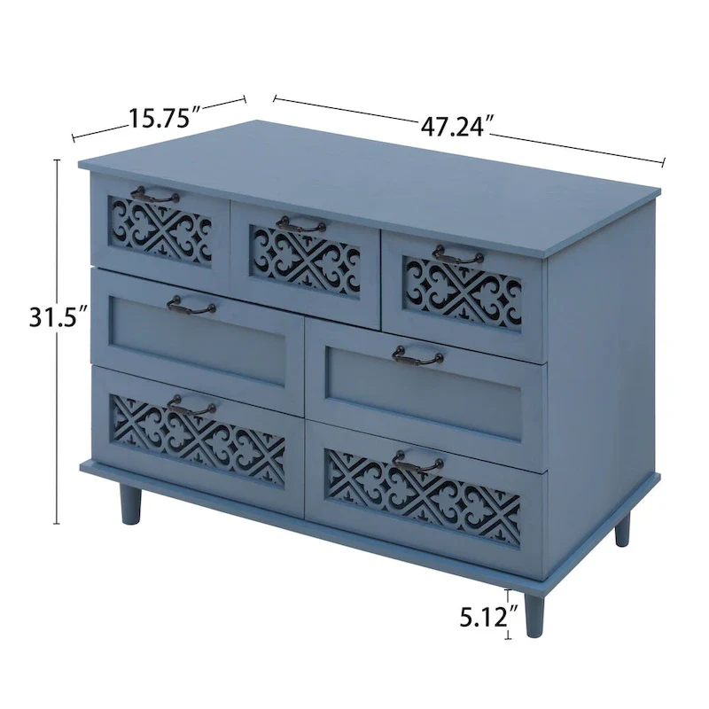 7 Drawer Cabinet,With Black Metal Handle