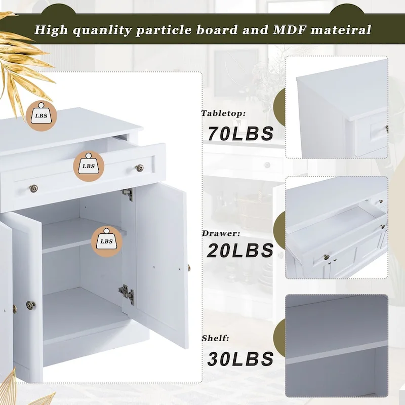 58.30 Inch MDF Sideboard with Adjustable Shelves