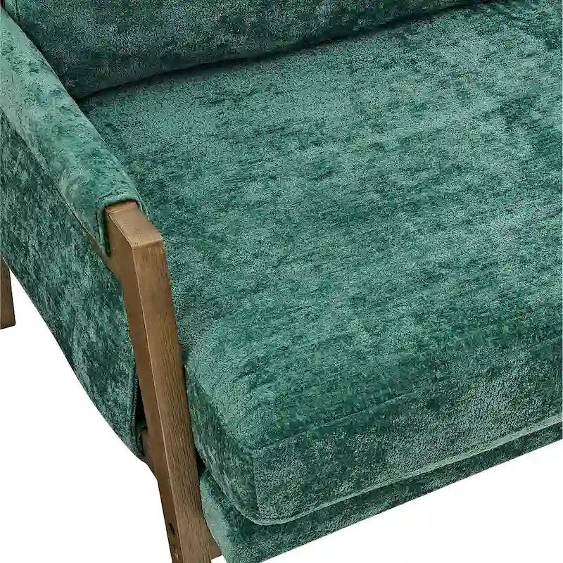 Green 35.4 Velvet Arm Chair with Solid Rubber Wood Frame