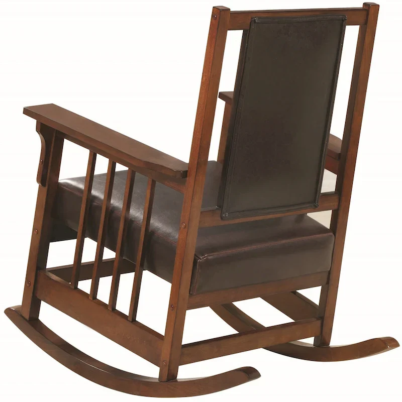 Mission Style Rocking Chair with Leatherette Seat