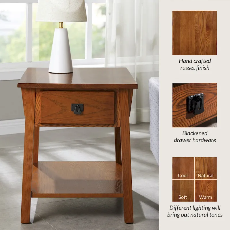 Leick Home Solid Wood Mission End Table with Drawer