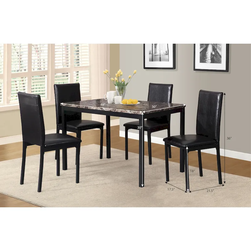 Modern Style 5-Piece Dining Set with Rectangular Table and 4 Upholstered High Back Chairs