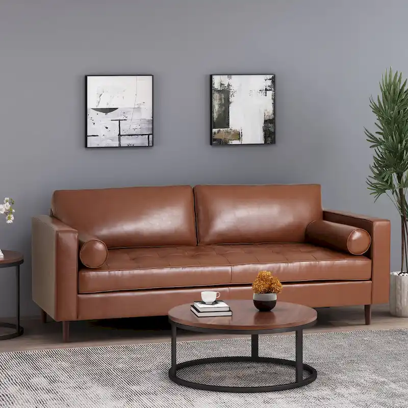 Malinta Contemporary Tufted 3 Seater Sofa by Christopher Knight Home - 82.25 L x 33.00 W x 33.00 H
