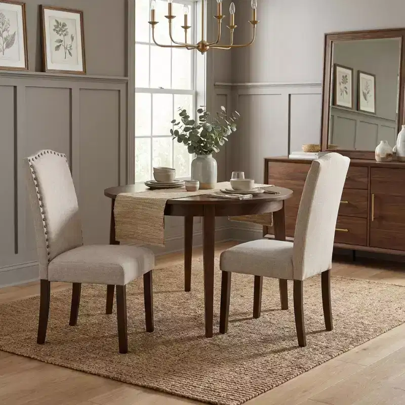 Gray / Taupe Modern Classic Armless Dining Chair, High Back, Set of 2