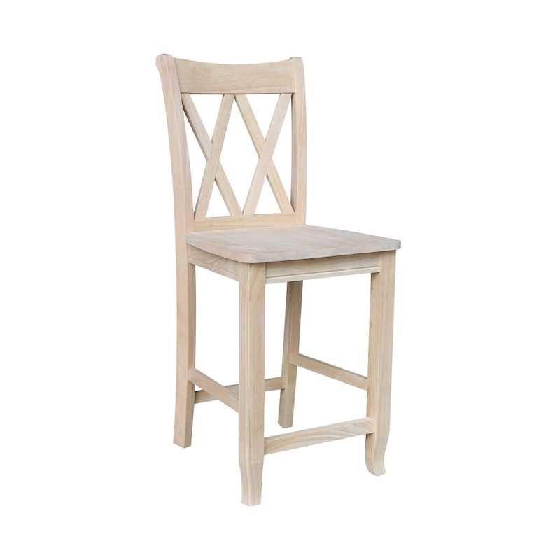 International Concepts Unfinished Double X-back Stool