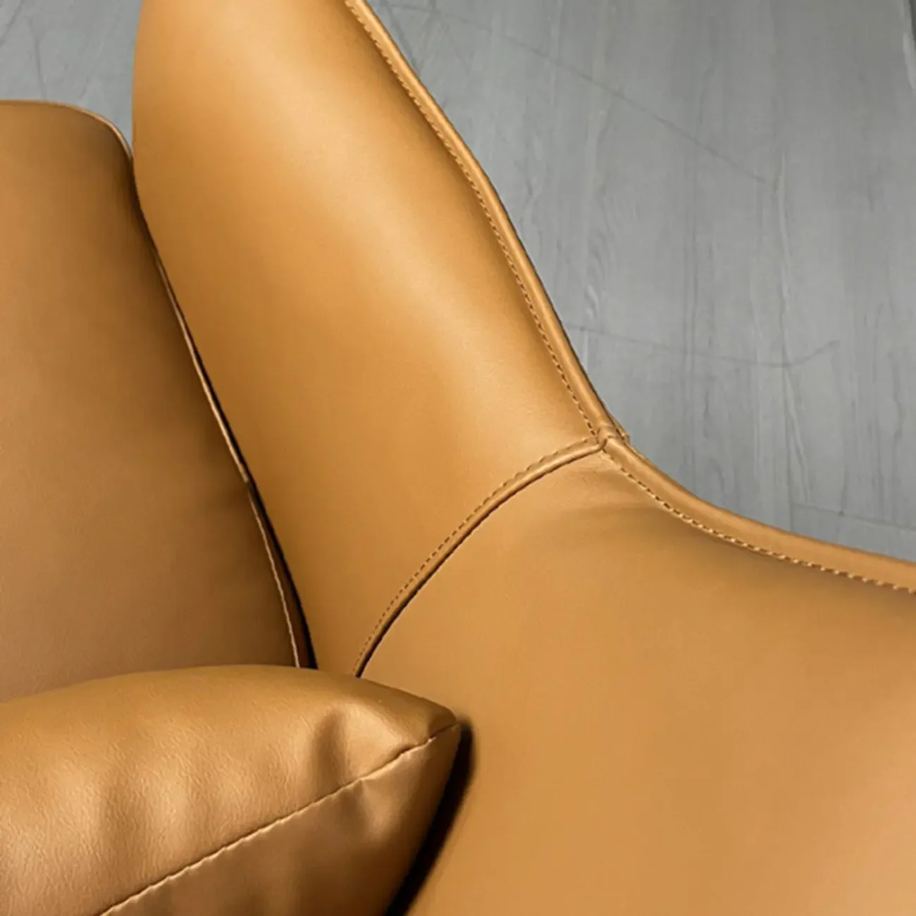 Modern Leather Flared Arm Armchair - Light Brown