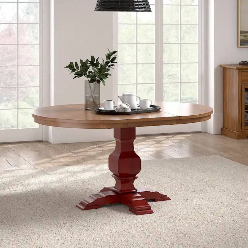 Ronda Two-Tone Oval Solid Wood Top Extending Dining Table