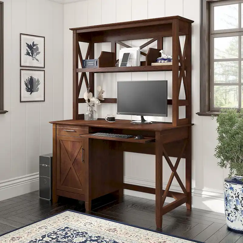 48W Small Computer Desk with Hutch