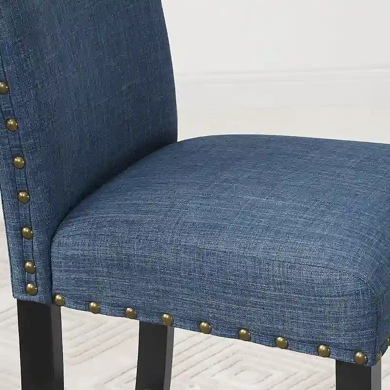 Mid-Century Modern Dining Table and Chair Sets Farmhouse Kitchen Dining Table Sets with Brass Nailheads and Metal Legs