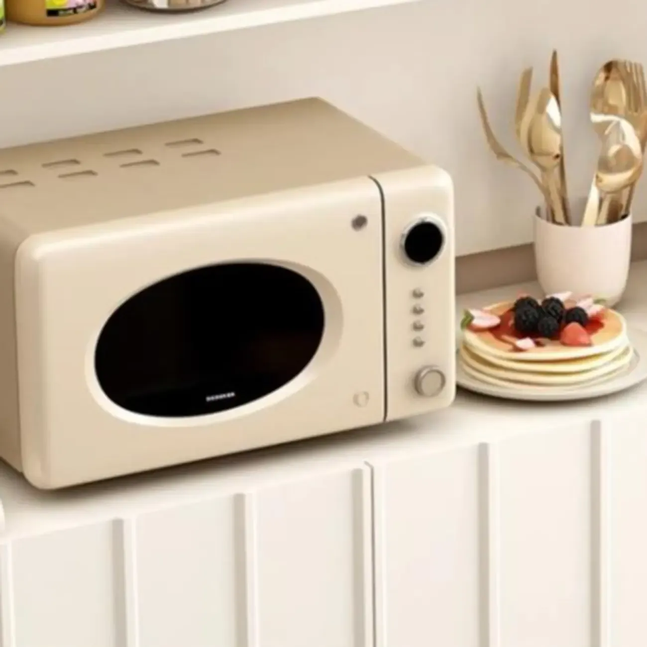 Modish Cream Wood Narrow Sideboard