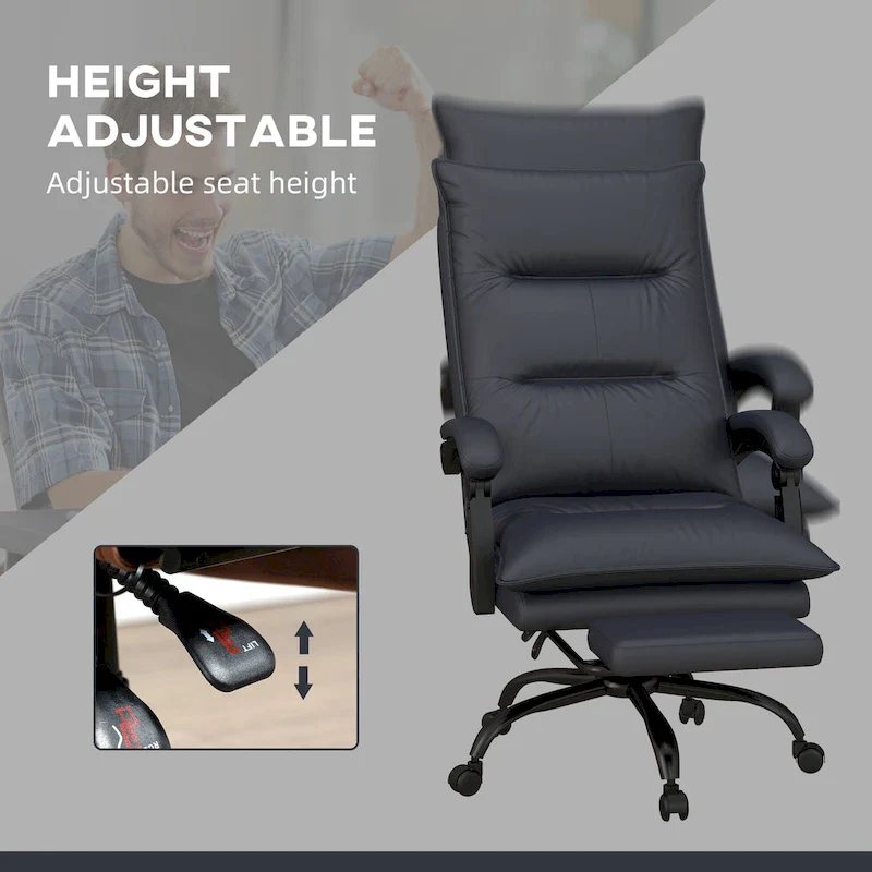 High Back Massage Office Chair with 6 Vibration Points, Heated Reclining Microfiber Computer Chair with Footrest