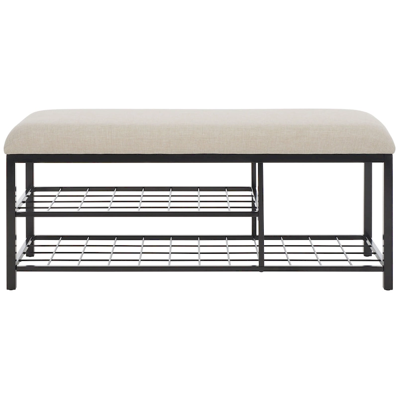 SAFAVIEH Yael Open Shelf Bench with Cushion - 42  W x 15  D x 18  H - 42Wx15Dx18H