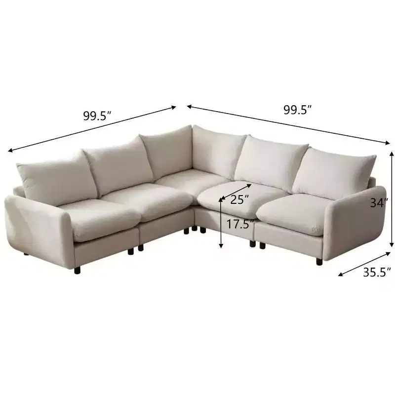 Christopher Knight Home Acker 5 Pieces Modern Upholstered Modular Sectional Sofa Set, White