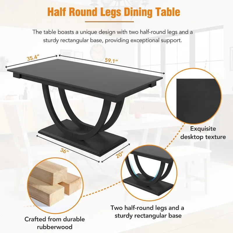 6-Piece Wooden Dining Table Set with Rectangular Table & 4 Chairs