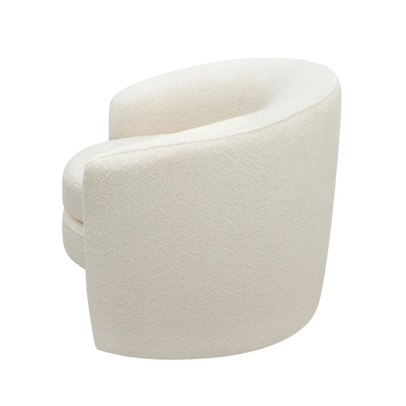 Boucle Upholstered Accent Chair with Curved Back, Plush Seating and No Assembly Required