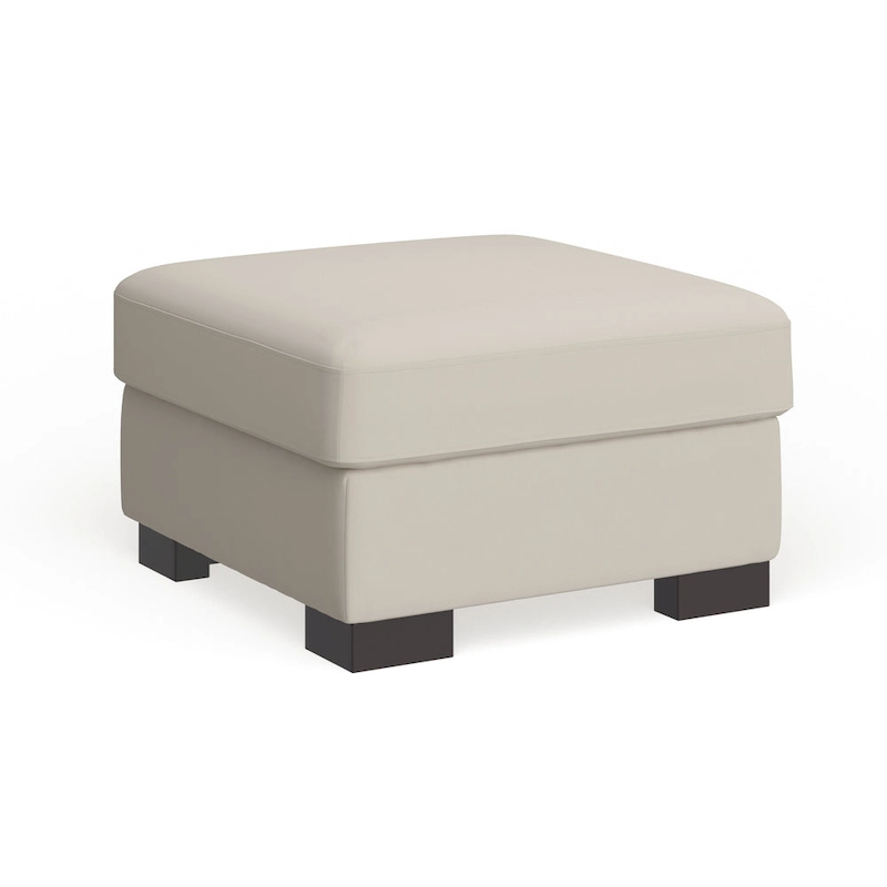 Lionel White Cotton Fabric Down-Filled Ottoman by iNSPIRE Q Artisan