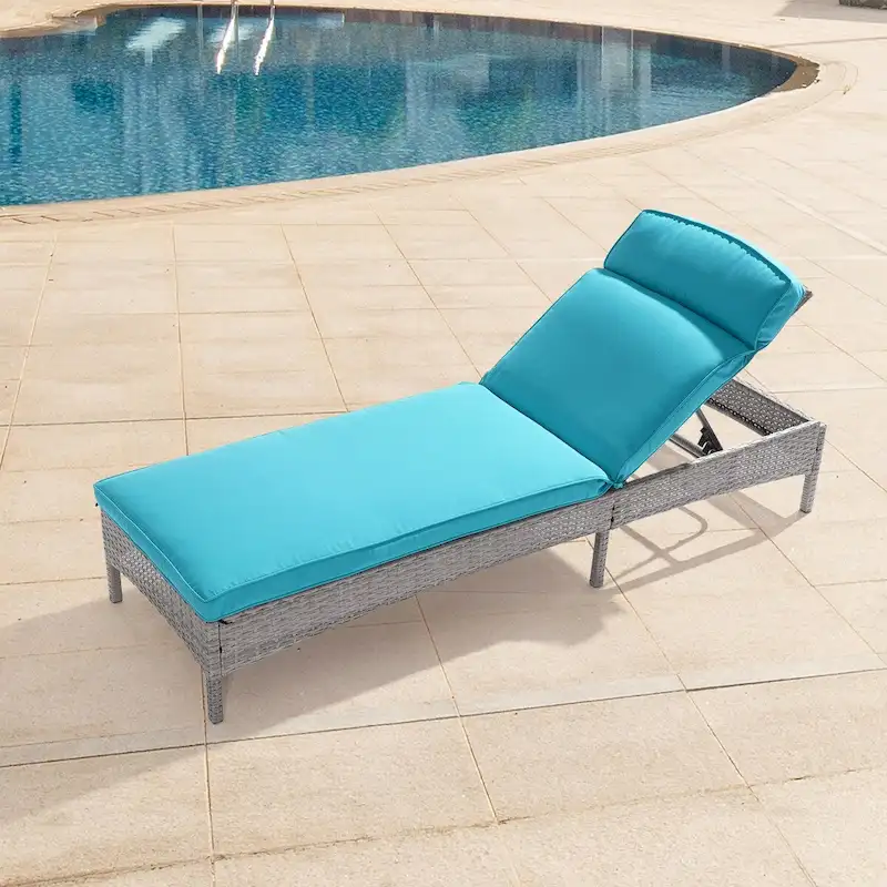 LIVOOSUN Patio Chair Rattan Single Lounge Water-Repellent Cushion