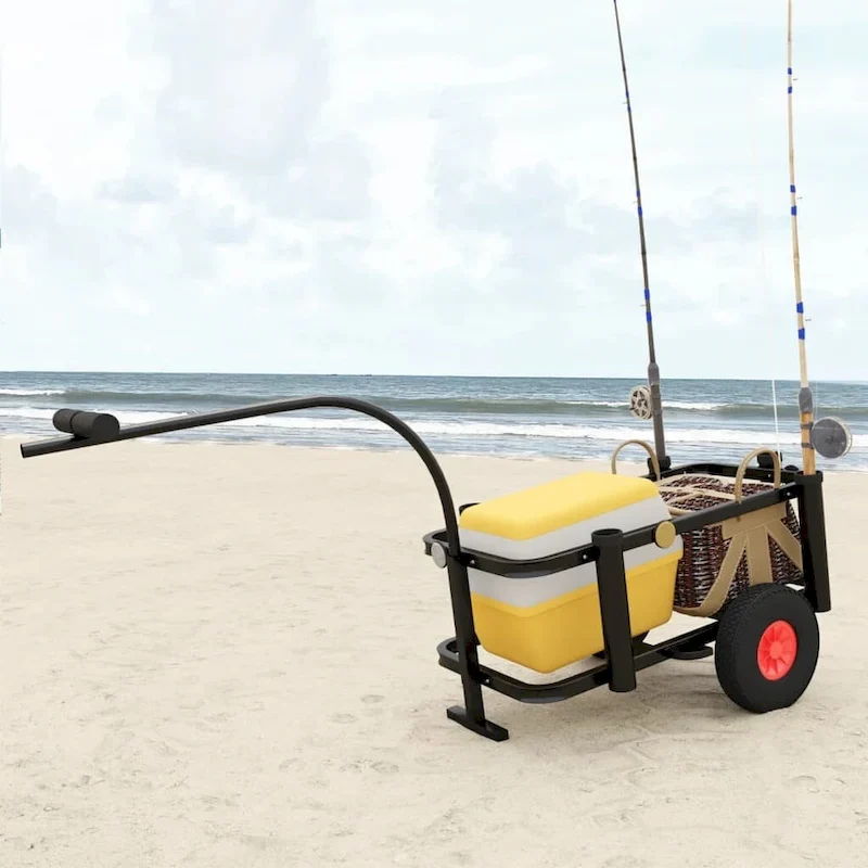 Fishing Trolley Black Steel - 34.3 x 14.6 x 32.3