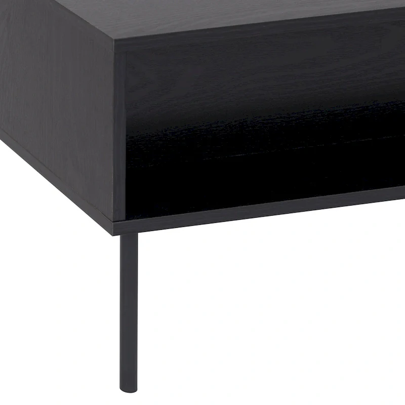 Black Fluted Coffee Table - Metal Legs with Drawer