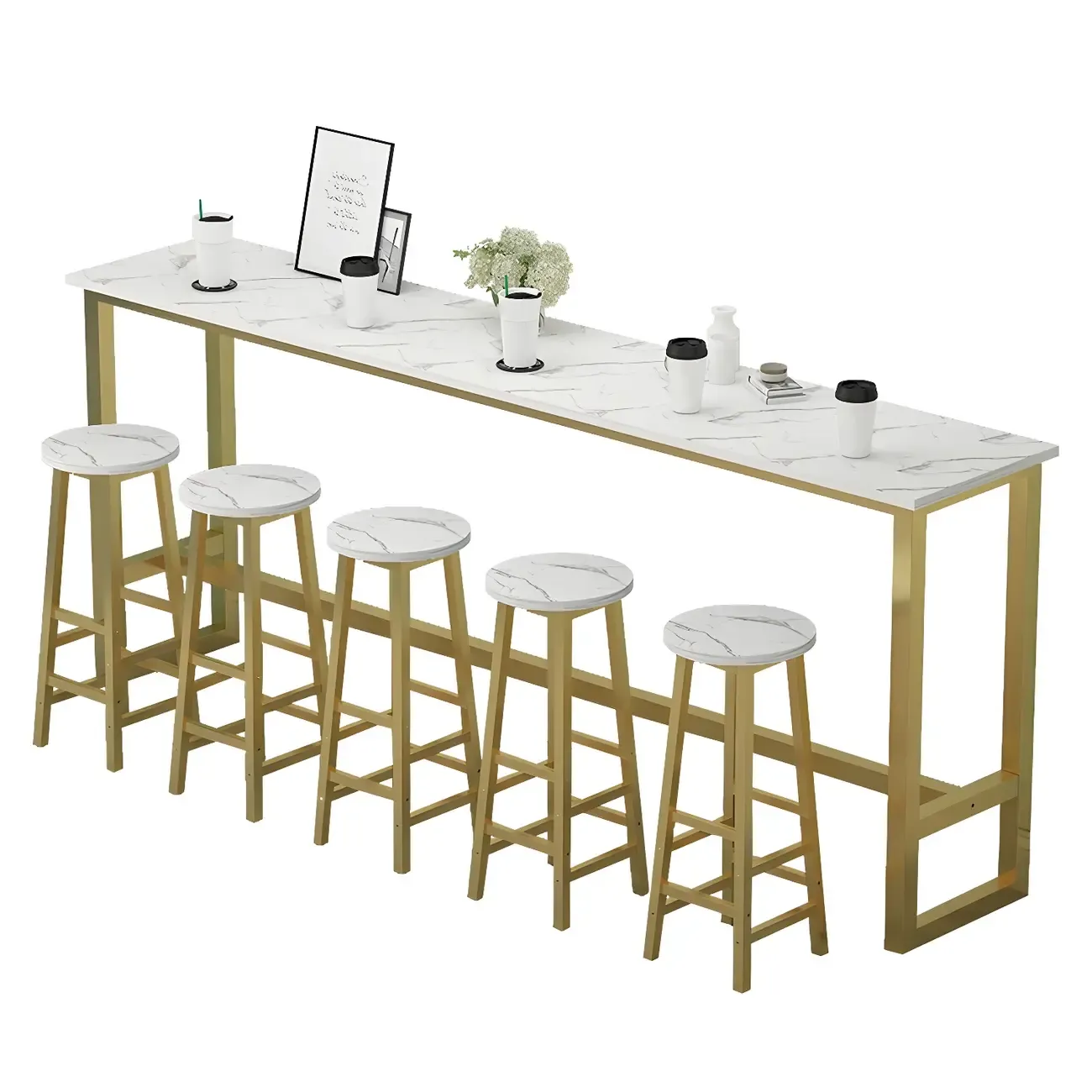 Rectangular Tall Wood Metal Base Bar Table Black