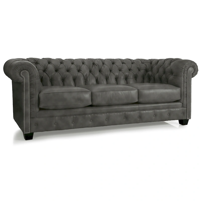 Hancock Tufted Top Grain Italian Leather Chesterfield Sofa - 31 H x 86 W x 40 D