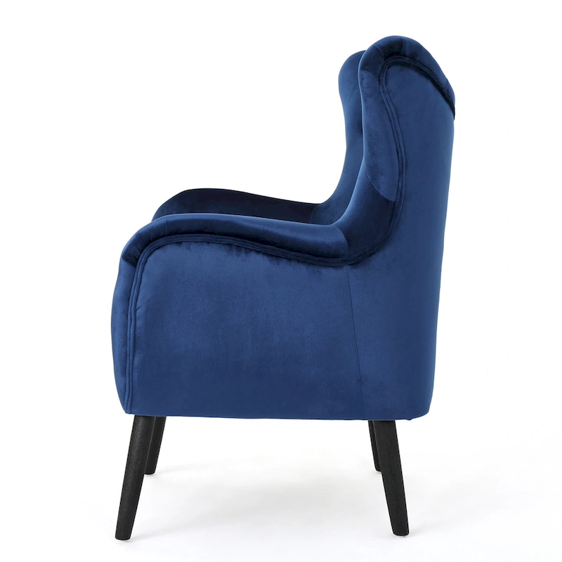 Navy Blue 34.25 Velvet Wingback Arm Chair