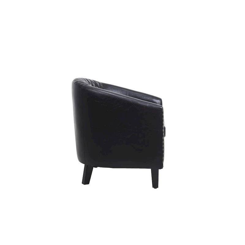 Barrel Accent Chair with Nailhead Trim and Solid Wood Legs