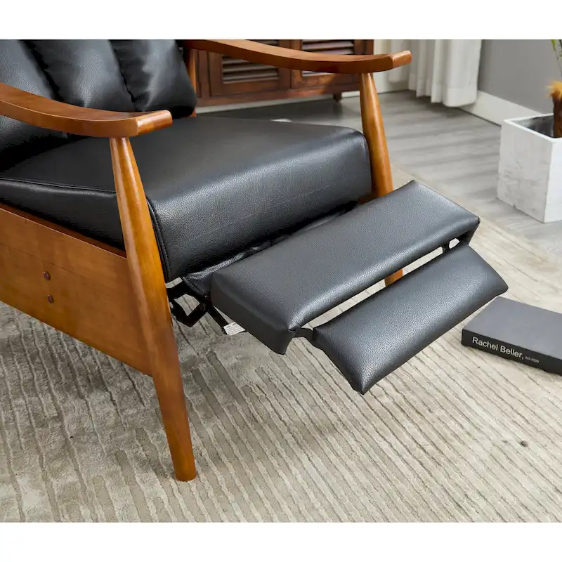 PU Leather Recliner Chair,Living Room Solid Wood Accent Chair