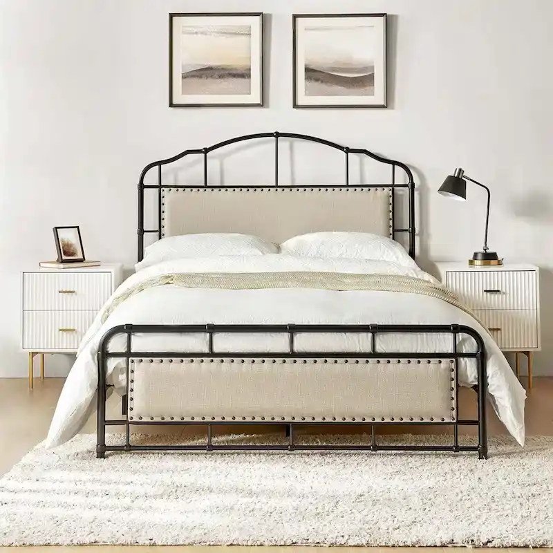 Eufemia Industrial 62  High Headboard Platform Metal Bed Frame by HULALA HOME