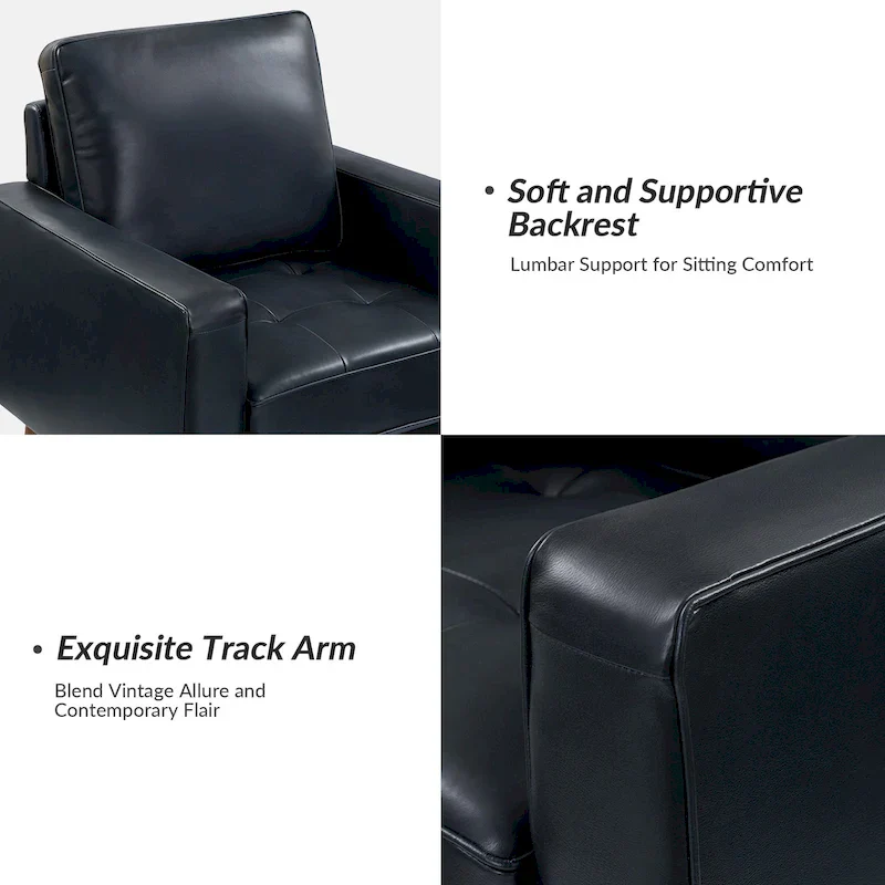 Mid-century Genuine Leather Arm Chair