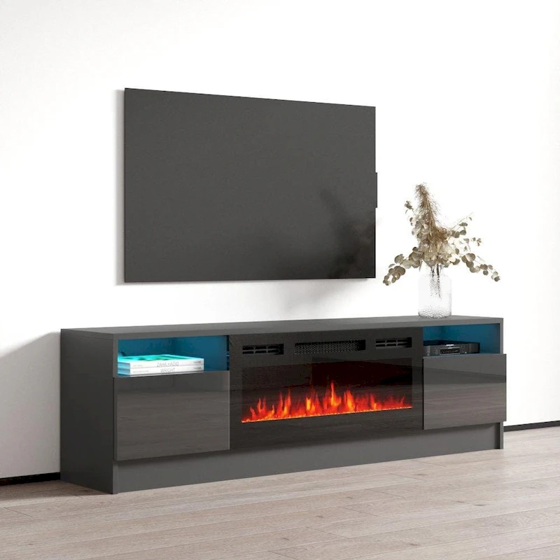 Duke 01 BL-EF Electric Fireplace 63 TV Stand