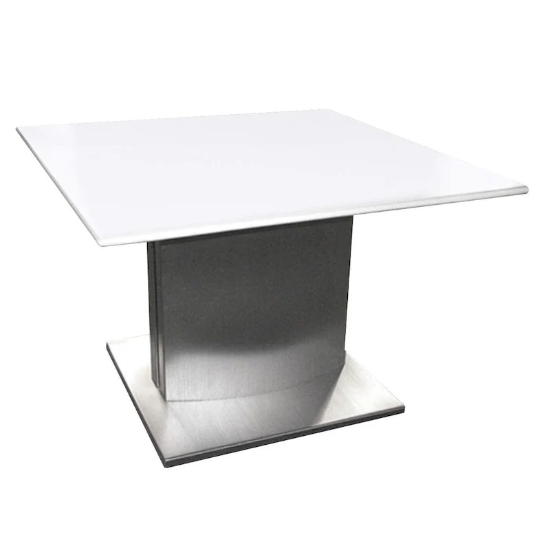 HomeRoots 22  White And Silver Marble And Metal Square Pedestal End Table - 21.5' X '22' X '21.5