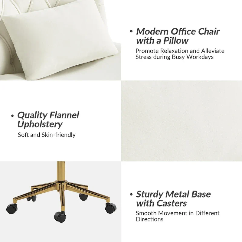 Ollie Modern Flannel Swivel Tilting Office Chair with Pillow by HULALA HOME