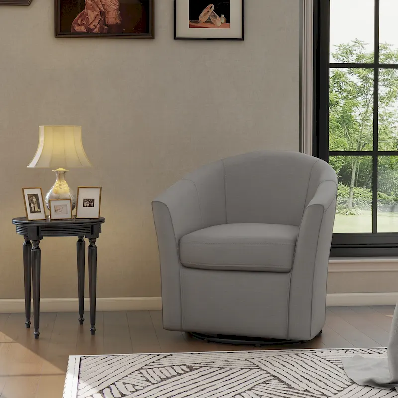 Modern Upholstered Swivel Barrel Chair Living Room Accent Chair
