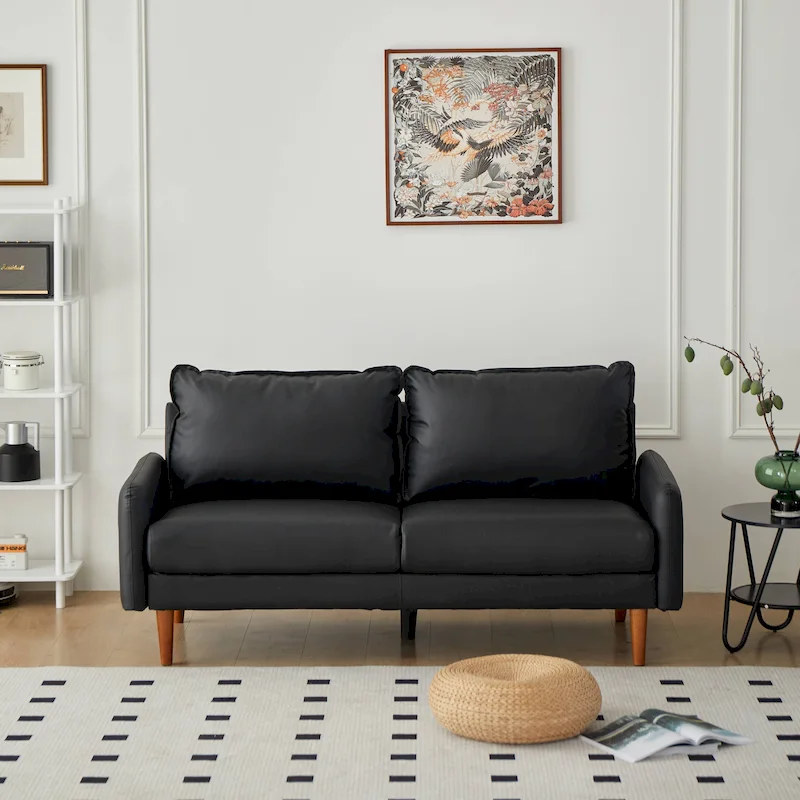Faux leather 70 Square Arm Sofa
