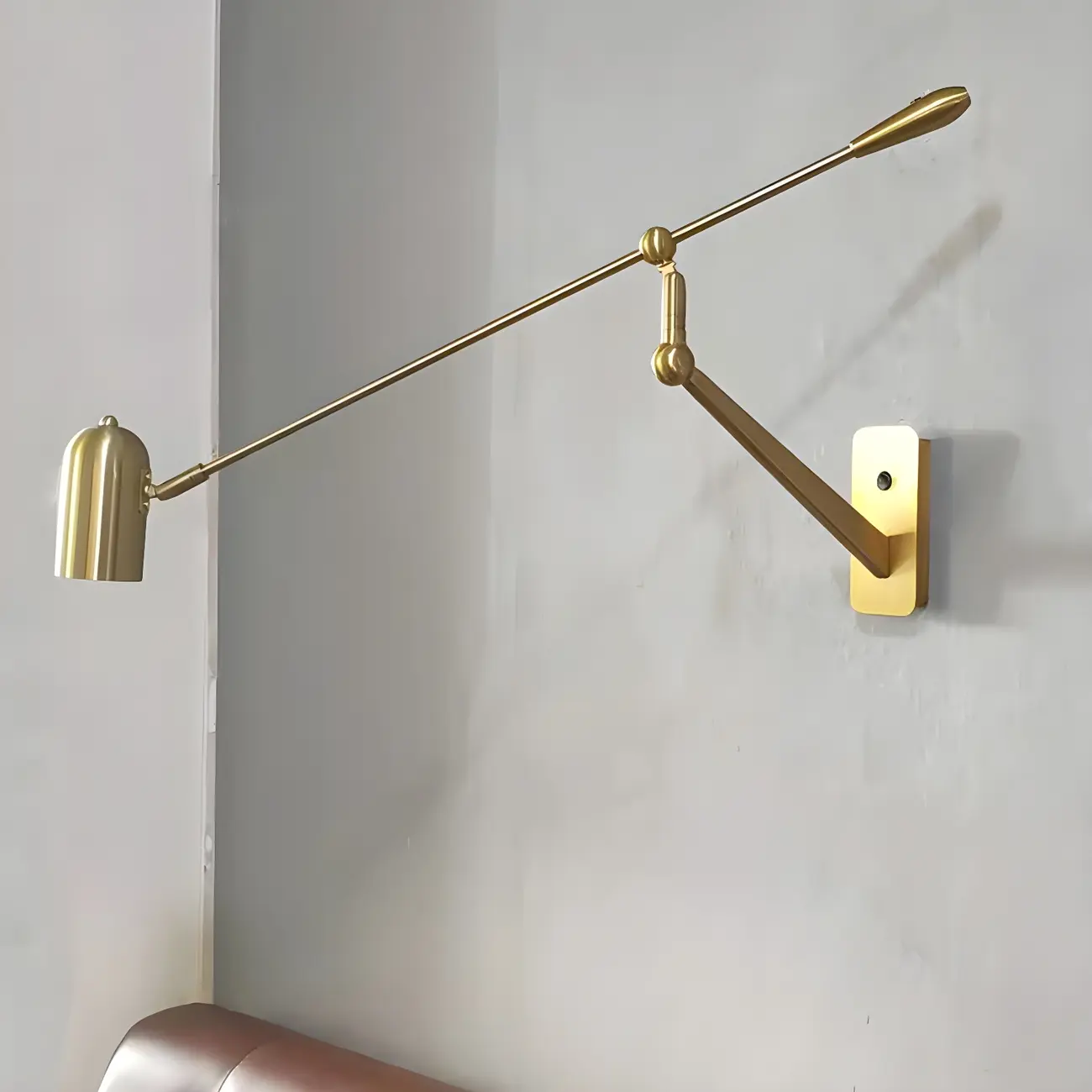 Gold Metal Cylinder Shade Swing Arm Wall Light