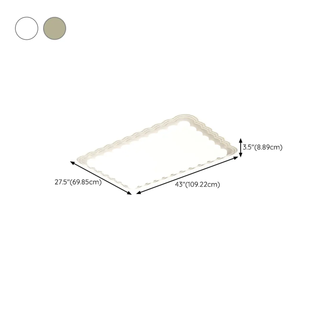 Modern White Artistic Rectangular Flush Mount Ceiling Light