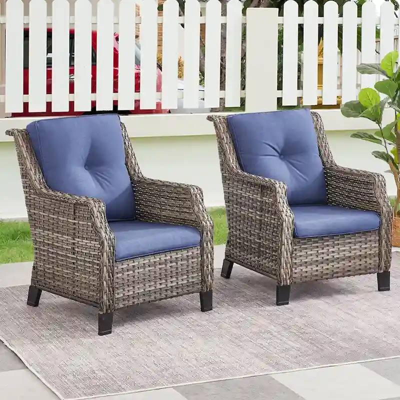 Patio Single Sofa Chairs Outdoor Chairs Set of 2 - Grey