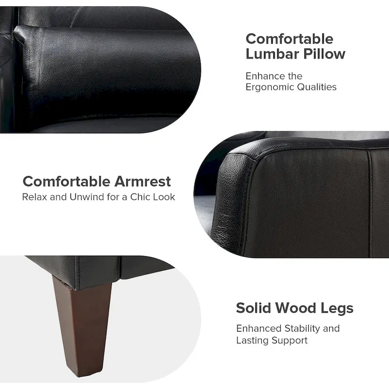 Erich Genuine Leather Wingback Armchair with Pillow by HULALA HOME