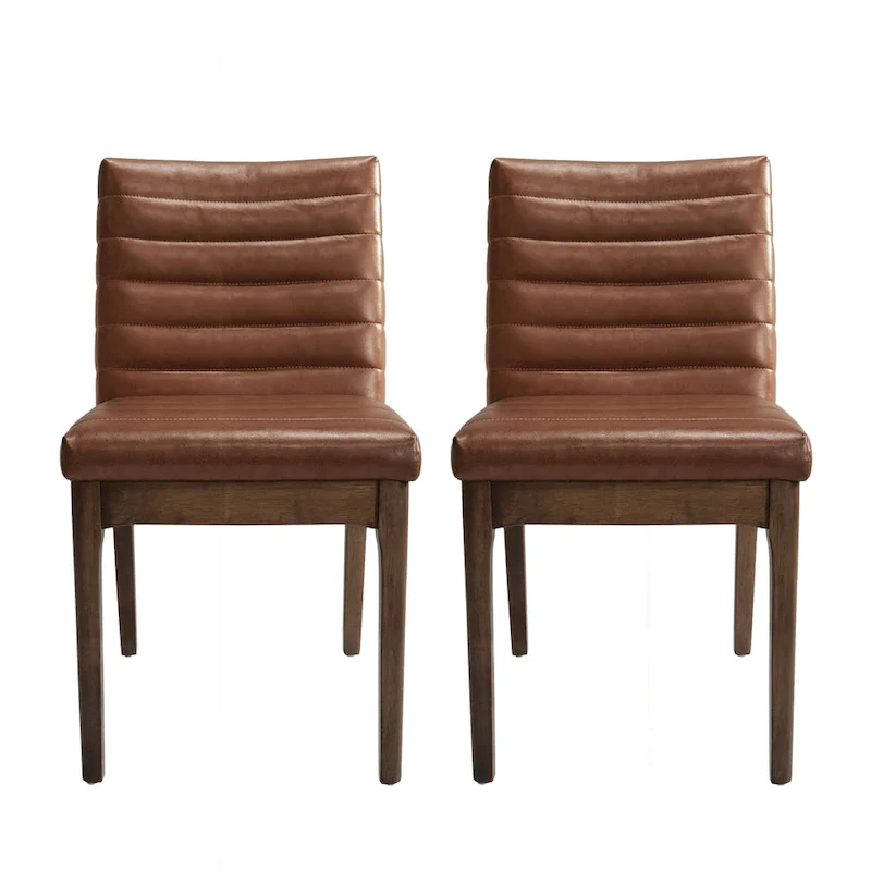 Stylish Upholstered Dining Chairs with Rubber Legs, Set of 2, for a Sophisticated Dining Experience